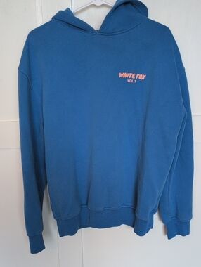 Women's White Fox Blue Hoodie Sweatshirt